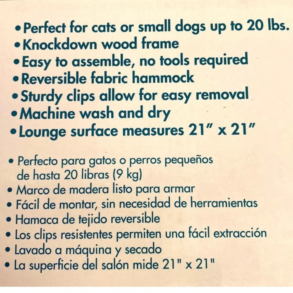 NWOT-Pet Lounge With Reversible Fabric Hammock
